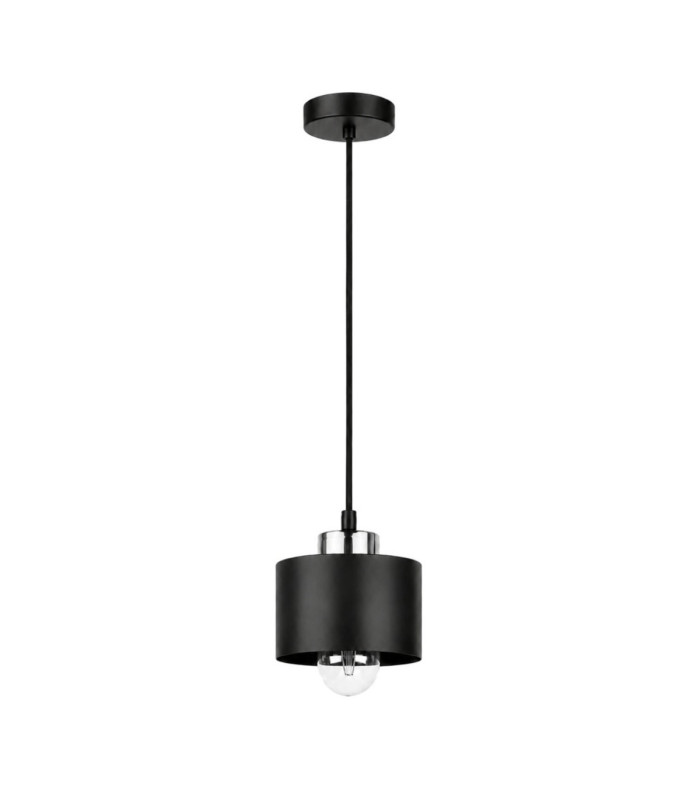 Simply Slim Pendant Ceiling Light Black Silver 1x E27-1