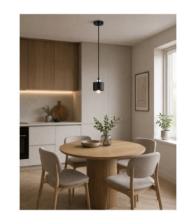 Simply Slim Pendant Ceiling Light Black Silver 1x E27-2