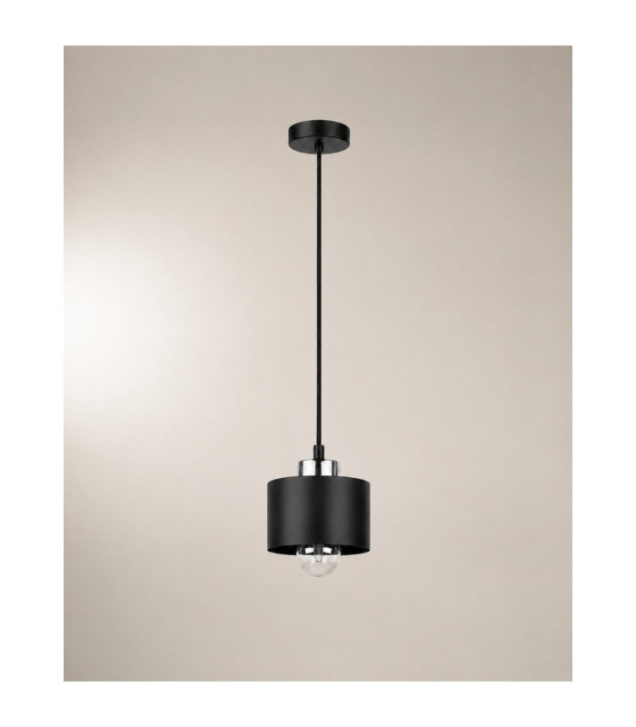 Simply Slim Pendant Ceiling Light Black Silver 1x E27-5