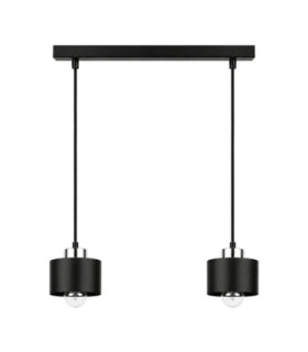 Simply Bar Pendant Ceiling Light Black Silver 2x E27-1
