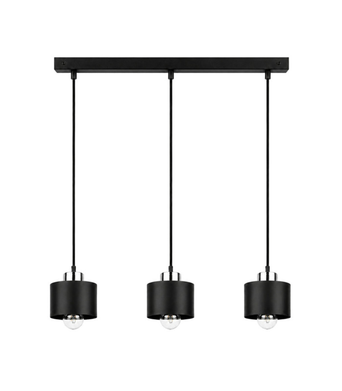 Simply Bar Pendant Ceiling Light Black Silver 3x E27-1