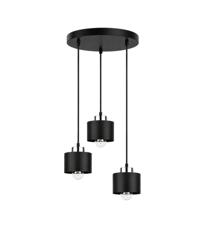 Simply Cluster Pendant Ceiling Light Black Silver 3x E27-1