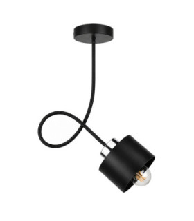 Simply Semi Flush Ceiling Light Black Silver 1x E27-1