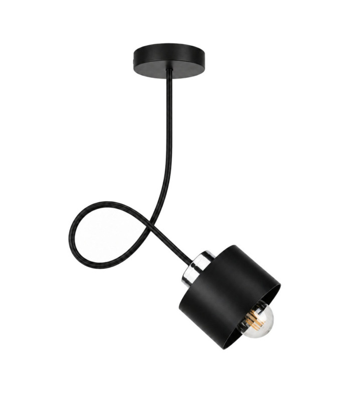 Simply Semi Flush Ceiling Light Black Silver 1x E27-1