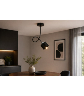Simply Semi Flush Ceiling Light Black Silver 1x E27-2