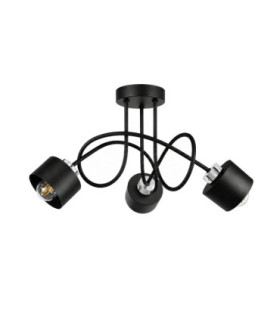 Simply Curved Multi Arm Semi Flush Ceiling Lamp Black Silver 3x E27-1
