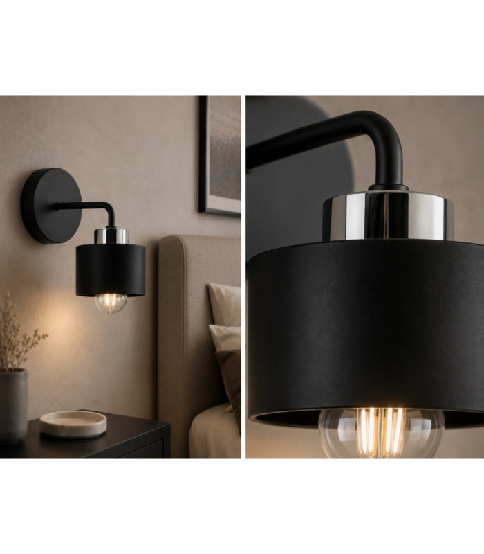 Simply Dome Wall Lamp Black Silver 1x E27-3