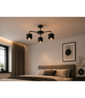 Simply Multi Arm Semi Flush Ceiling Lamp Black Silver 3x E27-2