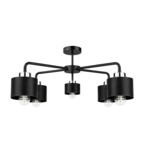 Simply Multi Arm Semi Flush Ceiling Lamp Black Silver 5x E27-1