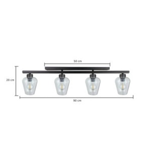 Flos Ceiling Spotlight Bar Black Transparent Glass Shade 4x E27-2