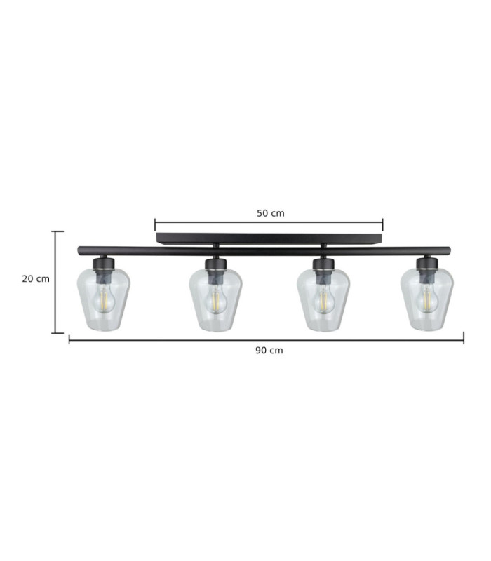 Flos Ceiling Spotlight Bar Black Transparent Glass Shade 4x E27-2