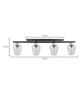 Flos Ceiling Spotlight Bar Black Gold Transparent Glass Shade 4x E27-2