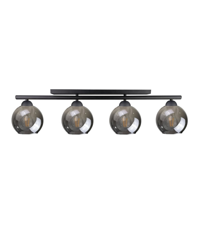 Minor Ceiling Spotlight Bar Black Smoky Glass Shade 4x E27-1