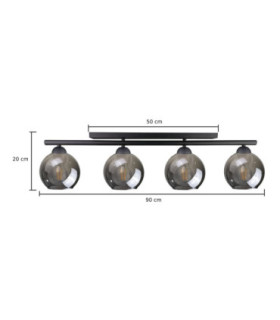 Minor Ceiling Spotlight Bar Black Smoky Glass Shade 4x E27-2