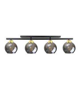 Minor Ceiling Spotlight Bar Black Gold Smoky Glass Shade 4x E27-1