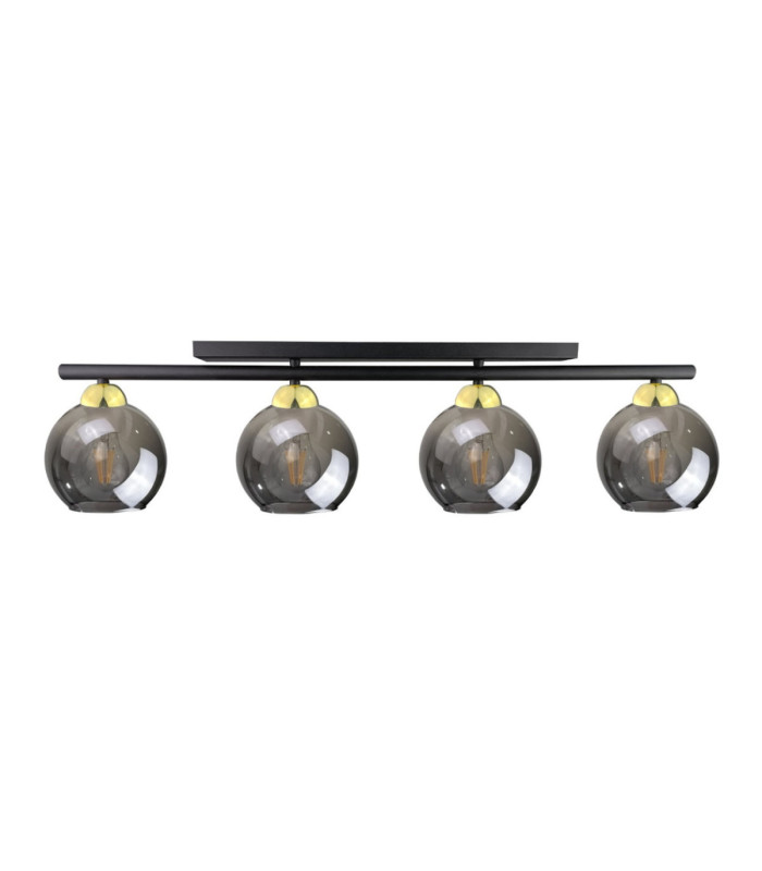 Minor Ceiling Spotlight Bar Black Gold Smoky Glass Shade 4x E27-1