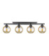 Amarus Ceiling Spotlight Bar Black Amber Glass Shade 4x E27-1