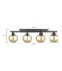 Amarus Ceiling Spotlight Bar Black Amber Glass Shade 4x E27-2