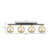 Amarus Ceiling Spotlight Bar Black Gold Amber Glass Shade 4x E27-2
