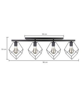 Arnica Ceiling Spotlight Bar Black 4x E27-2