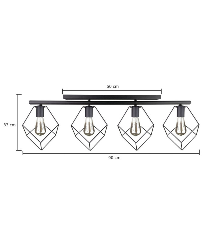 Arnica Ceiling Spotlight Bar Black 4x E27-2