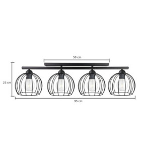 Bacca Ceiling Spotlight Bar Black 4x E27-2