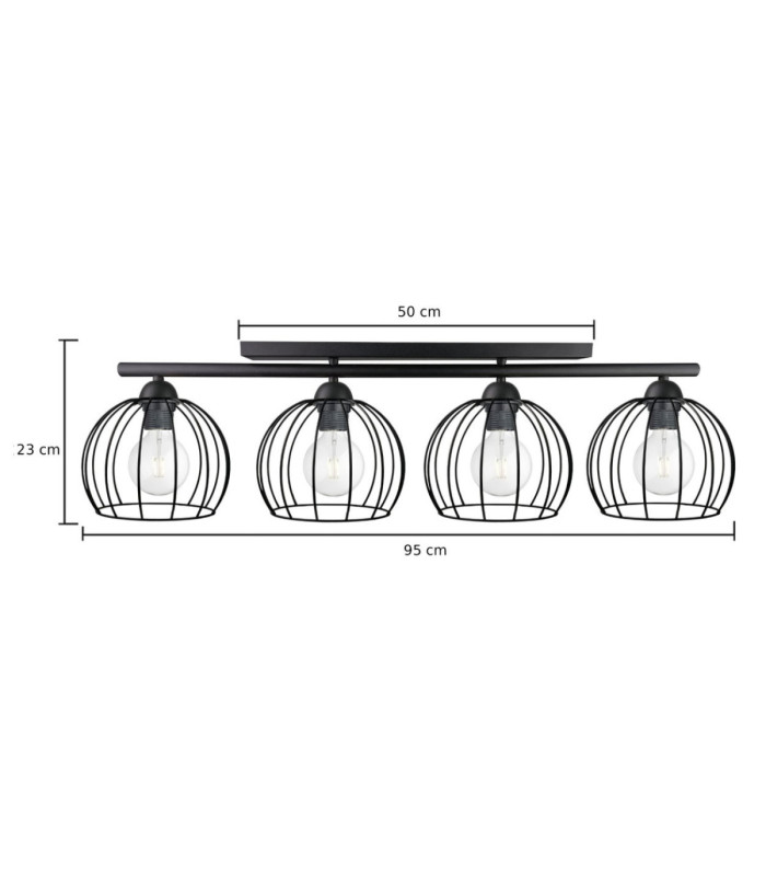 Bacca Ceiling Spotlight Bar Black 4x E27-2