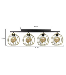 Bacca Ceiling Spotlight Bar Black Gold 4x E27-2