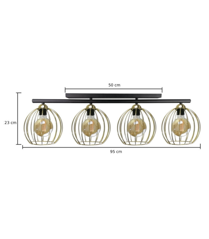Bacca Ceiling Spotlight Bar Black Gold 4x E27-2