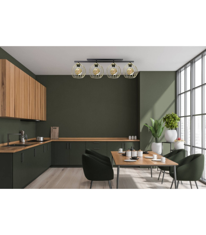 Bacca Ceiling Spotlight Bar Black Gold 4x E27-3