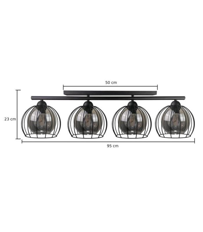 Stigma Ceiling Spotlight Bar Black 4x E27-2