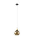 Callisto Slim Pendant Ceiling Light Black Gold Amber Glass Shade 1x E27-1