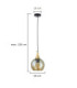 Callisto Slim Pendant Ceiling Light Black Gold Amber Glass Shade 1x E27-4