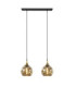 Callisto Bar Pendant Ceiling Light Black Gold Amber Glass Shade 2x E27-1