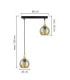 Callisto Bar Pendant Ceiling Light Black Gold Amber Glass Shade 2x E27-5