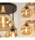 Callisto Shade Cluster Ceiling Light Black Gold Amber Glass Shade 3x E27-3