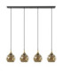 Callisto Bar Pendant Ceiling Light Black Gold Amber Glass Shade 4x E27-2