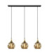 Callisto Bar Pendant Ceiling Light Black Gold Amber Glass Shade 3x E27-1