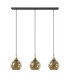 Callisto Bar Pendant Ceiling Light Black Gold Amber Glass Shade 3x E27-2