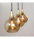 Callisto Bar Pendant Ceiling Light Black Gold Amber Glass Shade 3x E27-3