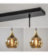 Callisto Bar Pendant Ceiling Light Black Gold Amber Glass Shade 3x E27-4