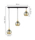Callisto Bar Pendant Ceiling Light Black Gold Amber Glass Shade 3x E27-6