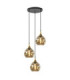 Callisto Cluster Pendant Ceiling Light Black Gold Amber Glass Shade 3x E27-1