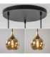 Callisto Cluster Pendant Ceiling Light Black Gold Amber Glass Shade 3x E27-3