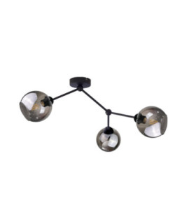 Acro Multi Arm Semi Flush Ceiling Lamp Black Smoky Glass Shade 3x E27-1