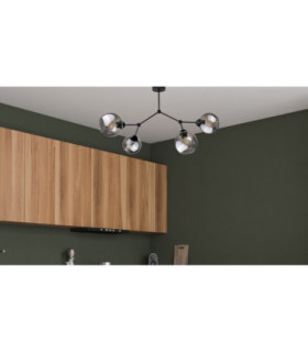 Acro Multi Arm Semi Flush Ceiling Lamp Black Smoky Glass Shade 4x E27-2