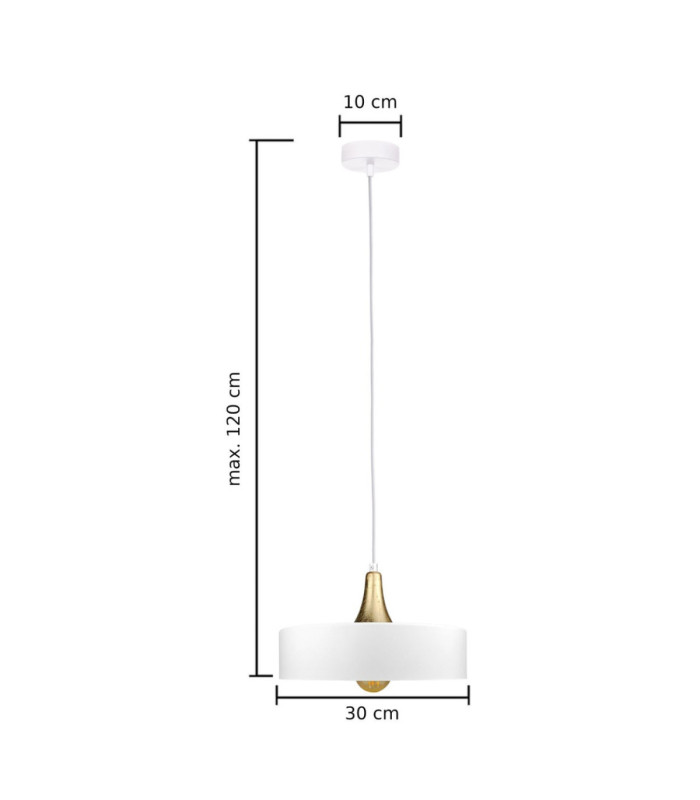 Eos Dome Pendant Ceiling Light White Gold 1x E27-2