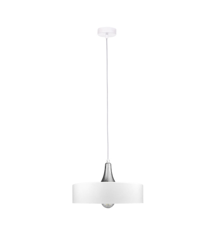 Eos Dome Pendant Ceiling Light White Silver 1x E27-1