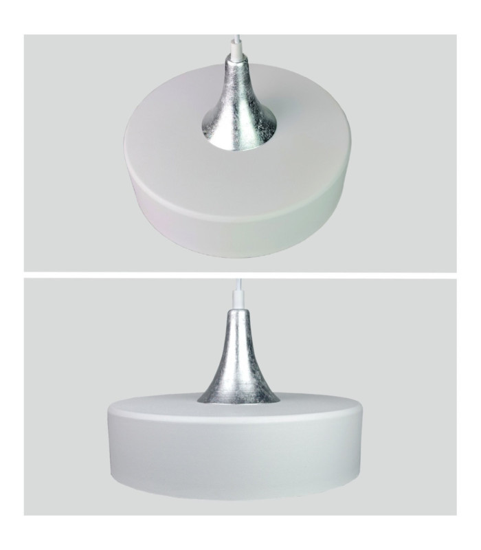 Eos Dome Pendant Ceiling Light White Silver 1x E27-5