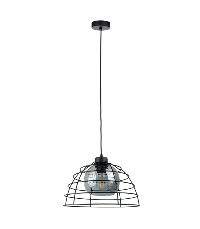Idago Wire Frame Pendant Ceiling Light Black 1x E27-1